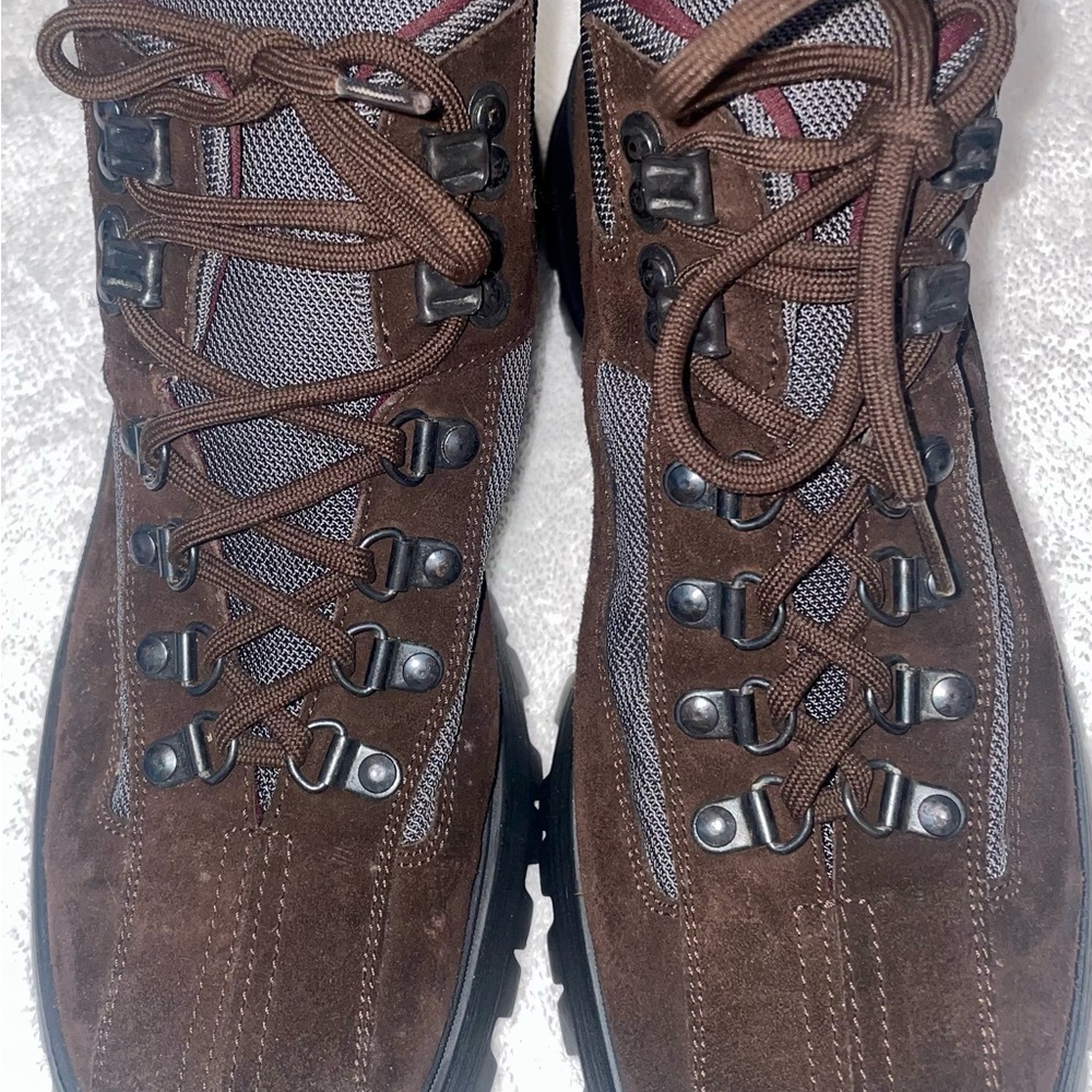 PRADA Suede & Nylon Lace Up Hiking Boots Brown EU 38 1/2 US Size 8 New - Picture 9 of 14